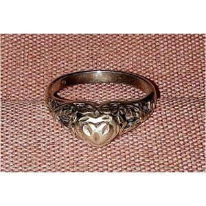 925 Silver Heart Filigree  Ring, Sz 5 (?)